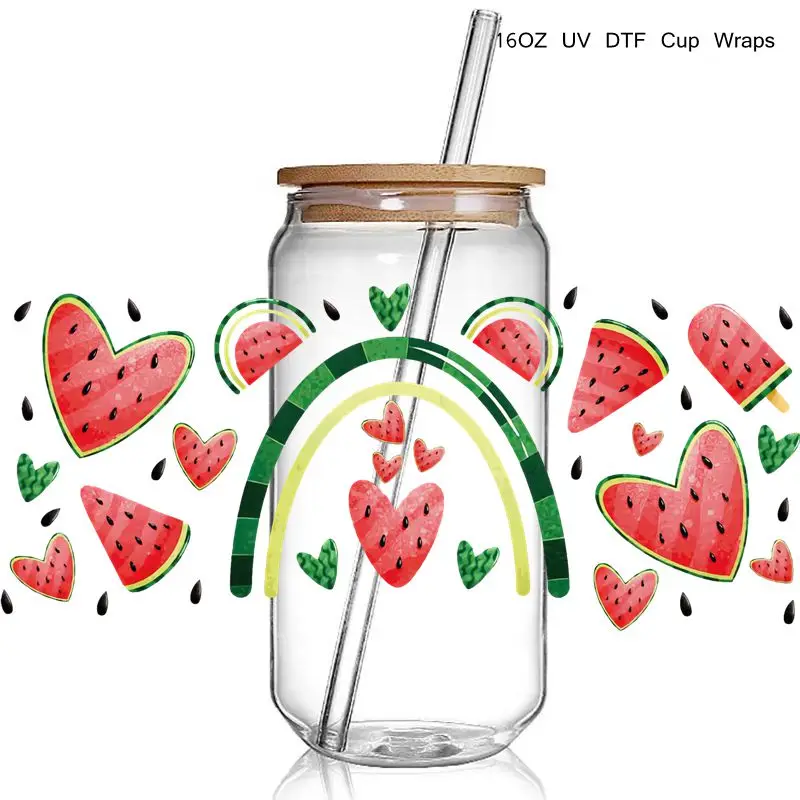 Lemon Design 3D UV DTF Cup Wraps stickers Fruit UV Cup Wraps for 16oz Libbey Glass Tumbler