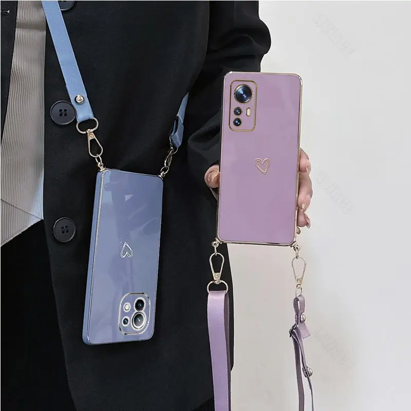 Chic Love Heart Crossbody Lanyard Phone Case