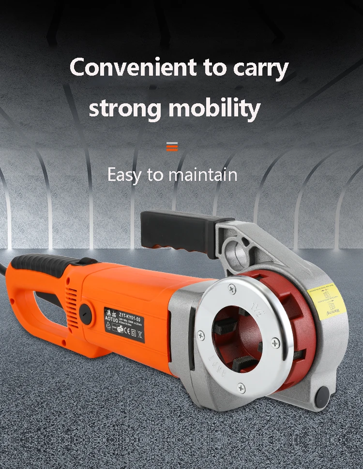Electric Pipe Threading Machine 230V Portable Hand-Held Steel Pipe Plastic Iron Hinge Thread Galvanized Threading