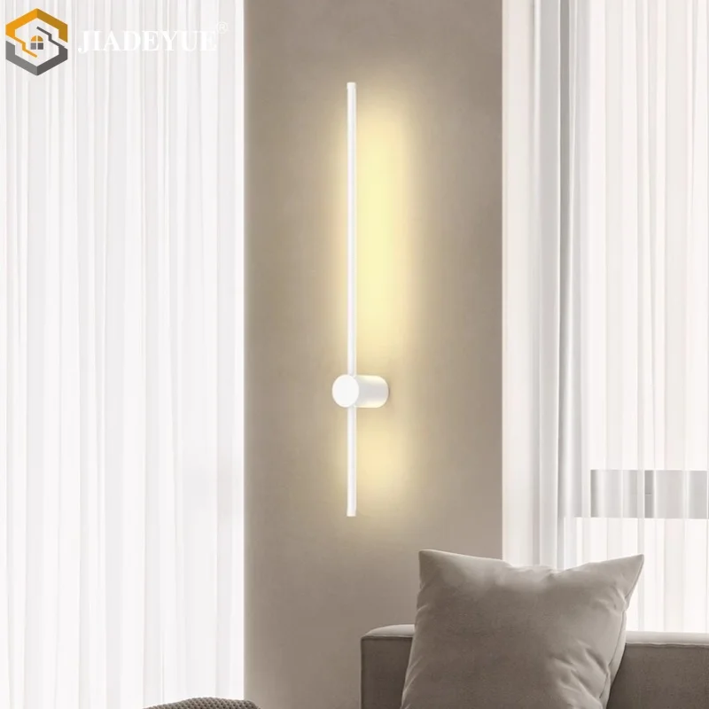 Modern minimalist LED rotating wall lamp indoor long wall lamp living room bedroom bedside lamp white decorative light