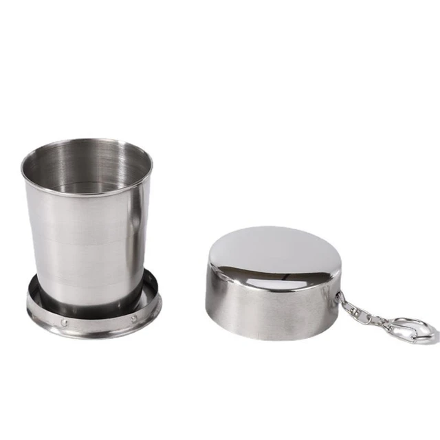 2 Bicchieri Pieghevoli In Acciaio Inox 450ml | Per Campeggio E Escursionismo | Con Posate Include - Foto 5