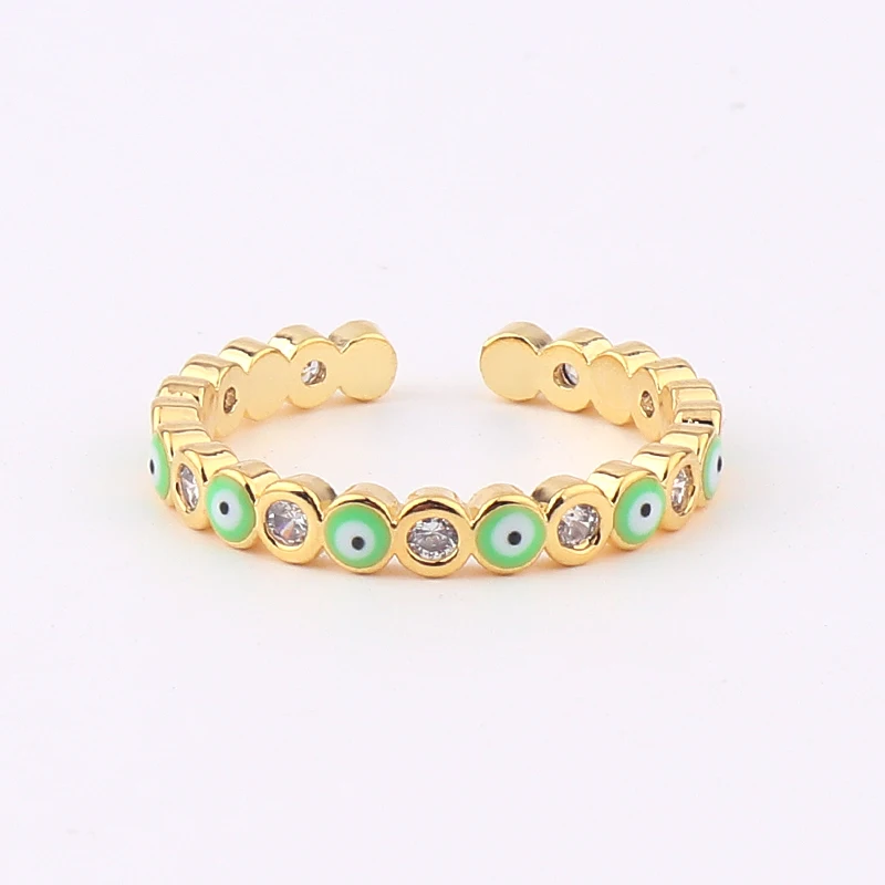 Lucky Eye Blue Turkish Evil Eye Open Ring Copper Gold Color Finger Rings Adjustable for Women Girls Men Fashion Jewelry 