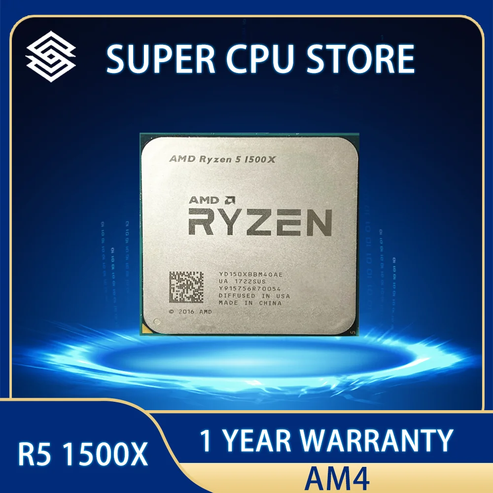 

AMD Ryzen 5 1500X R5 1500X 3.5 GHz Quad-Core Eight-Core CPU Processor L3=16M 65W YD150XBBM4GAE Socket AM4