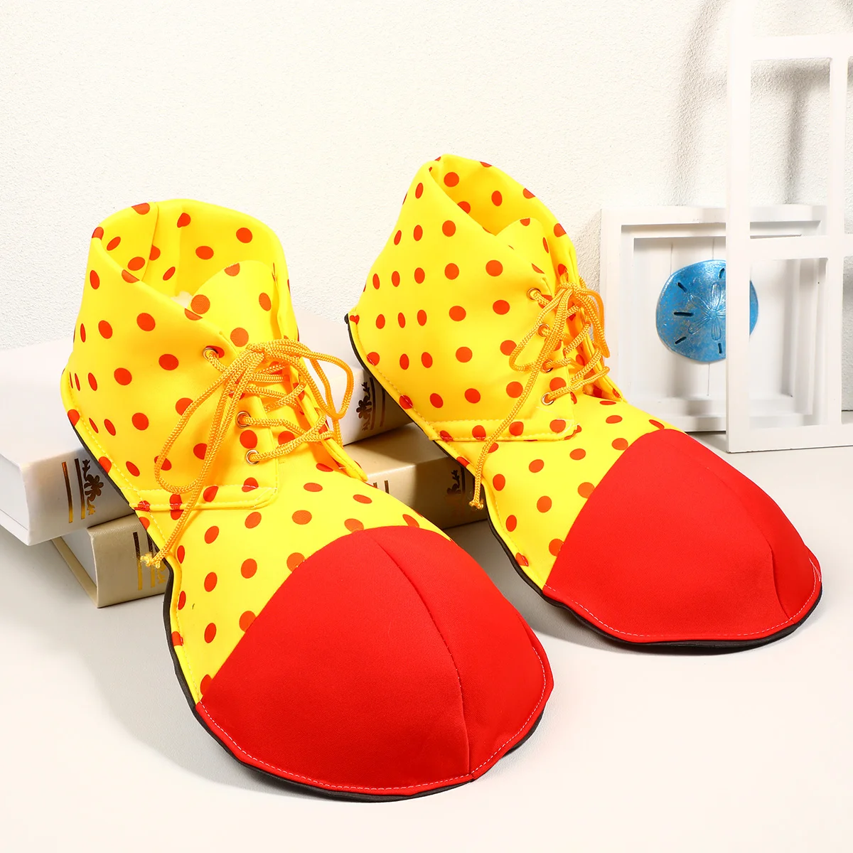 Spotty Clown Red and Yellow Shoe Covers Adult Circus Costume Accessory