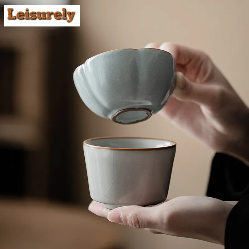 Imitation of The Five Famous Kilns of The Song Dynasty Tea Cup Gift Box Set Ceramic Master Cup Personal Tea Cup Chazhan Tea Bowl