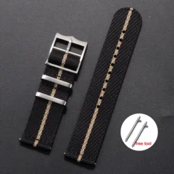 Nylon Canvas Quick Release Watch Strap - Versatile Military Sport Bracelet - 22mm (A - Black)