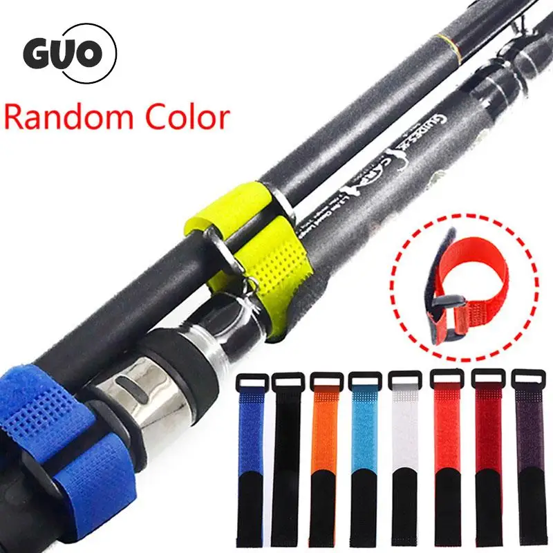 10pcs/lot Reusable Fishing Rod Tie Holder Strap Suspenders Fastener Hook Loop Cable Cord Ties Belt Fishing Accessories