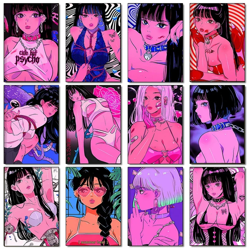 

Japanese Anime Decorative Picture Cartoon Sweet Sexy Girl Wall Art Poster Kawaii Canvas Painting Print for Home Decoration