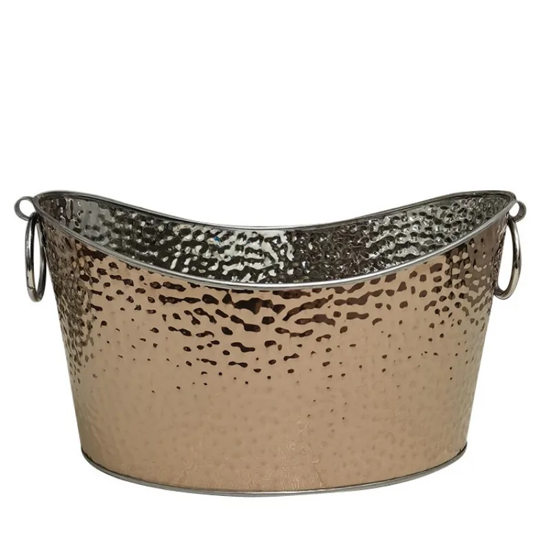 Thickened Stainless Steel Ice Bucket, Champagne Tub, Electroplated Stainless Steel, Gold Ingot Shape, Red Wine Chiller