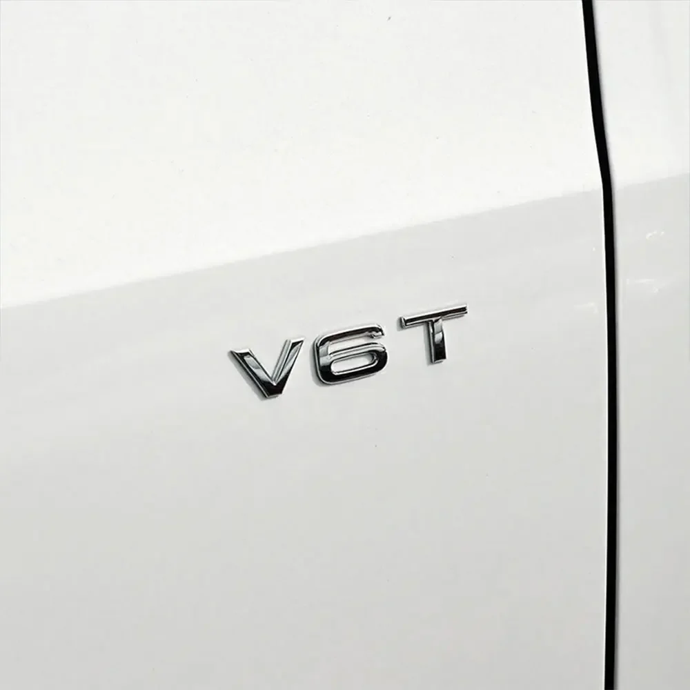 3D ABS Chrom Schwarz Logo V6T V8T V10 Emblem Auto Kotflügel Seite Abzeichen Aufkleber Für A4L A5 A6L A7 S4 S5 Auto Aufkleber Zubehör – Detail 6