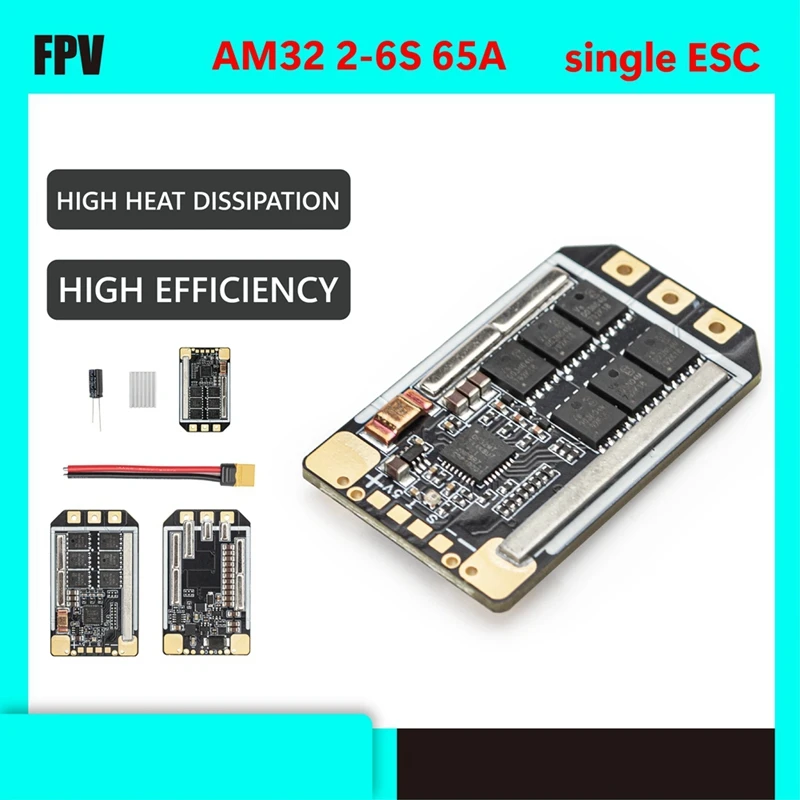 AM32 6S 65A Single ESC 12V-25.2V 3-6S For 10-13 Inch FPV Drone RC Boat RC Car ESC