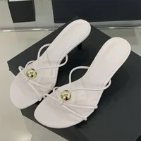 Aneikeh Fashion Low Thin Heels Design Narrow Band Women Slippers Narrow Band Round Head Sandal Mules Slides Shoes Zapatos Mujer - Image 4