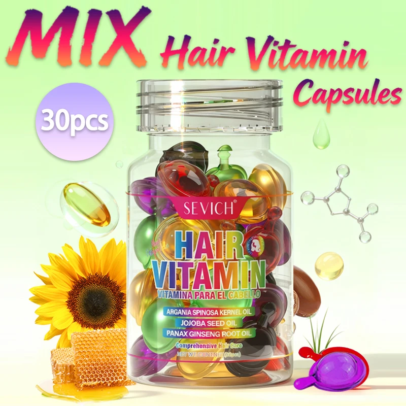 Mélange de capsules de vitamines pour cheveux, huile de kératine, restauration rapide, doux, lisse, brillant, soins capillaires, nourrit, réparation des cheveux endommagés, traitement de séparation 1 Mélange de capsules de vitamines pour cheveux, huile de kératine, restauration rapide, doux, lisse, brillant, soins capillaires, nourrit, réparation des cheveux endommagés, traitement de séparation 1