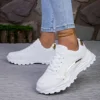 Women's Solid Color Casual Sneaker, Lace-up Lightweight Soft Sole Walking Shoes, Low-Top Comfortable Training Shoes 3
