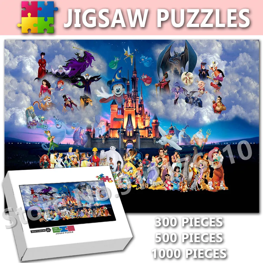 

Disney Characters Family Jigsaw Puzzle 300/500/1000 Pieces Wooden Puzzles for Adult Kids Toys Educational Decompression Gifts