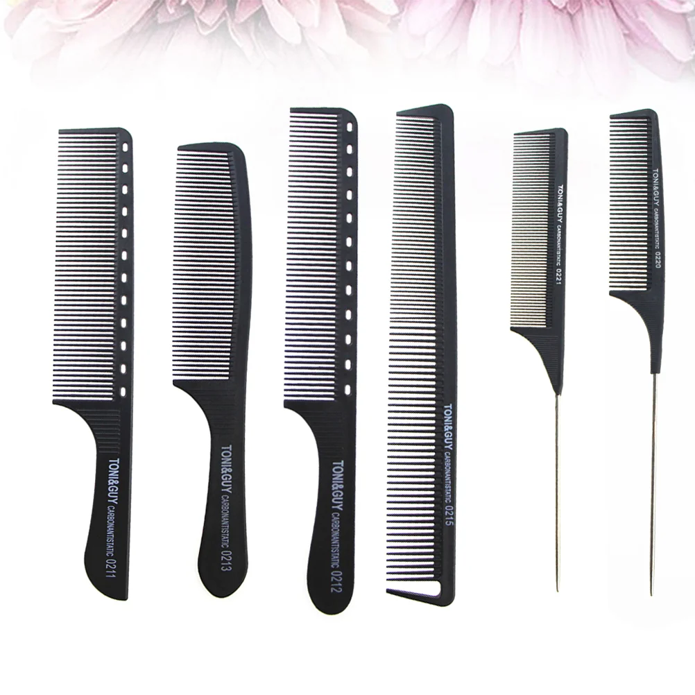 6 Pcs Teasing Back Combs Anti-Static Combs Shearing Tools High Temperature Resistance