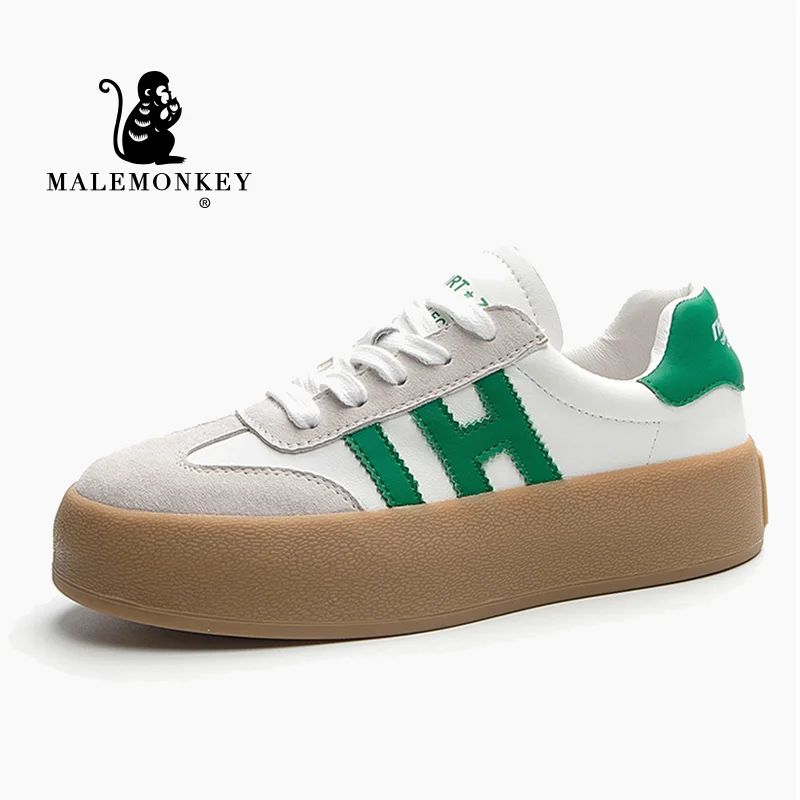 CasualSneakerWomenTrendSportShoesLeather2023SpringLaceupThickSoleDesignerShoes