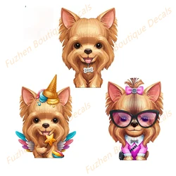 Fuzhen – autocollants de style de voiture, accessoires extérieurs, mignon yorkshire Dog, dessin animé, fenêtre de voiture, pare chocs de coffre 