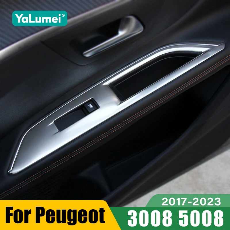 Para Peugeot 3008 5008 GT accesorios cubierta de botón de interruptor de elevación de vidrio de ventana de puerta de coche
