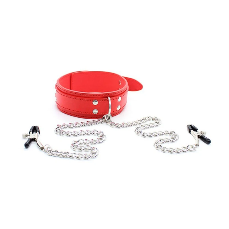 BDSM Leather Choker Collar Nipple Breast Clamp Clip Chain Couple Slaves Adult Sex Toys Butterfly Style Couples Games nipple clips sex toys