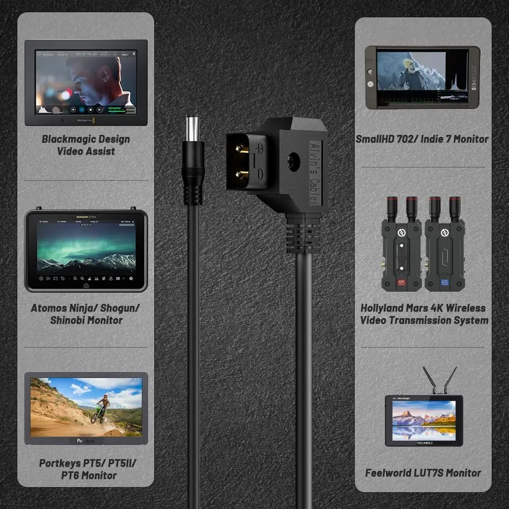 ? ? D-Tap - DC 12V 5.5mm×2.1mm 전원 케이블 - Atomos Shogun, SmallHD Indie 7 및 Blackmagic Video Assist(60cm/23.6in)용