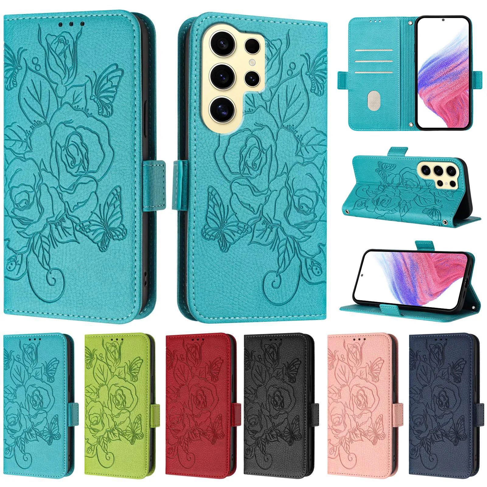 Elegant Floral Leather Phone Wallet Case - Premium Flip Cover Design