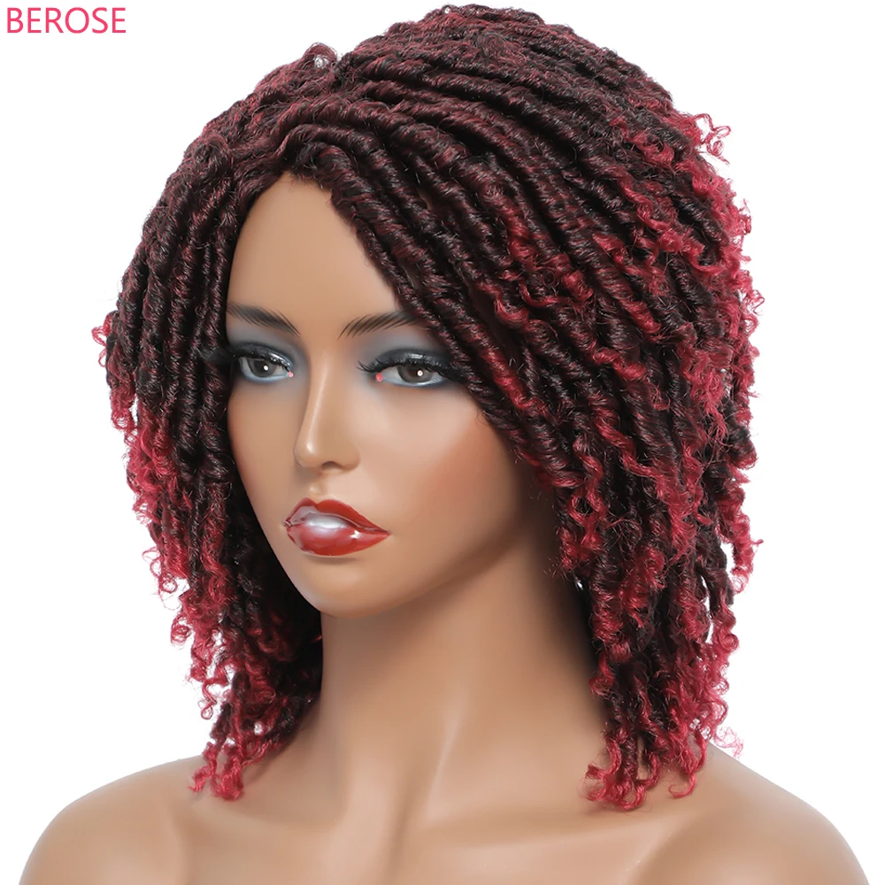 

Soft Crochet Braid Wig Synthetic Braided Wigs For Women Ombre 1B BUG 27 30 Dreadlocks Wig Short Hair Faux Locs Wigs Natural Hair