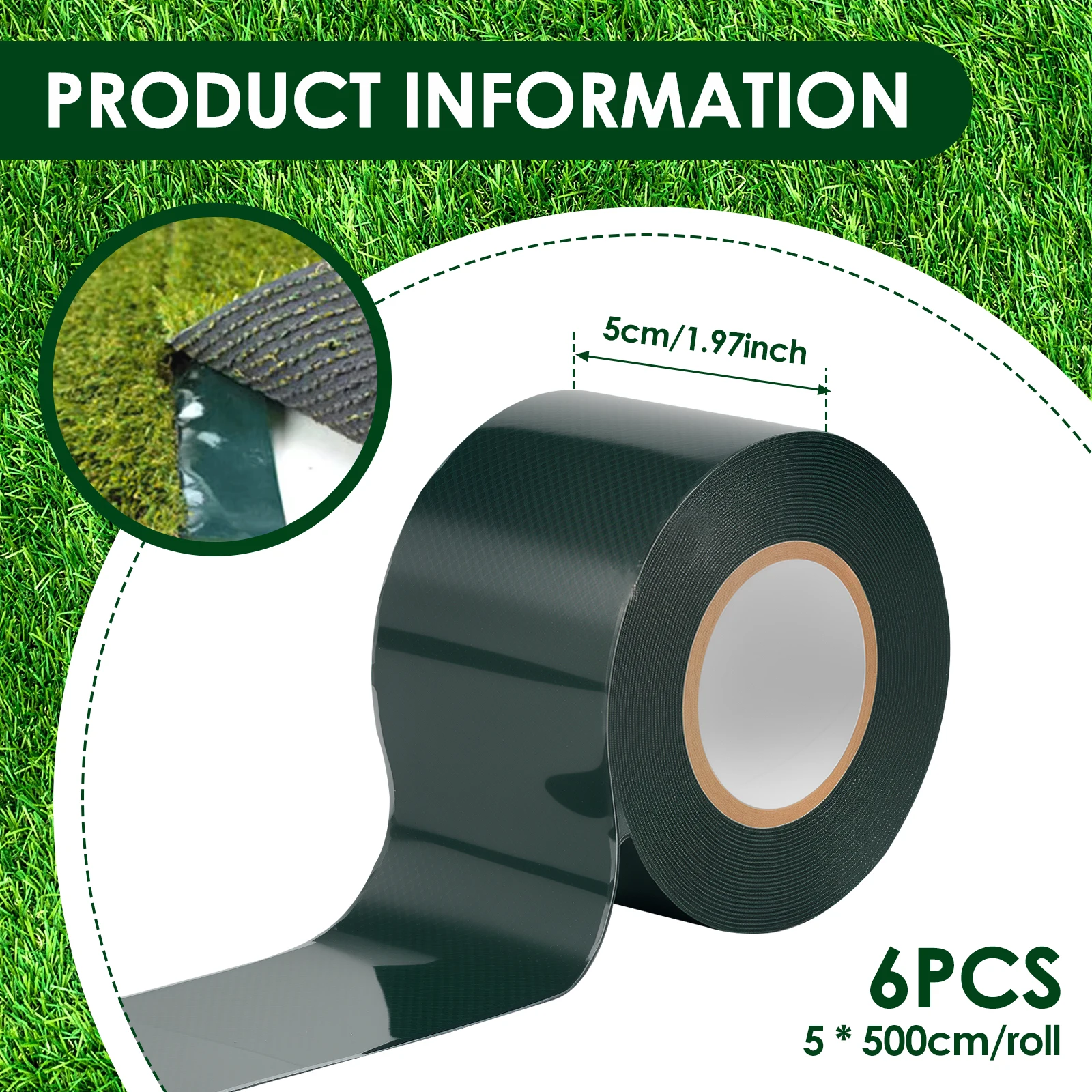 Artificial Grass Glue Peel 6Pcs 5/15cmx5/10m Weather Resistance Self-Adhesive Synthetic Seaming Turf Tape Lawn/Carpet Joint