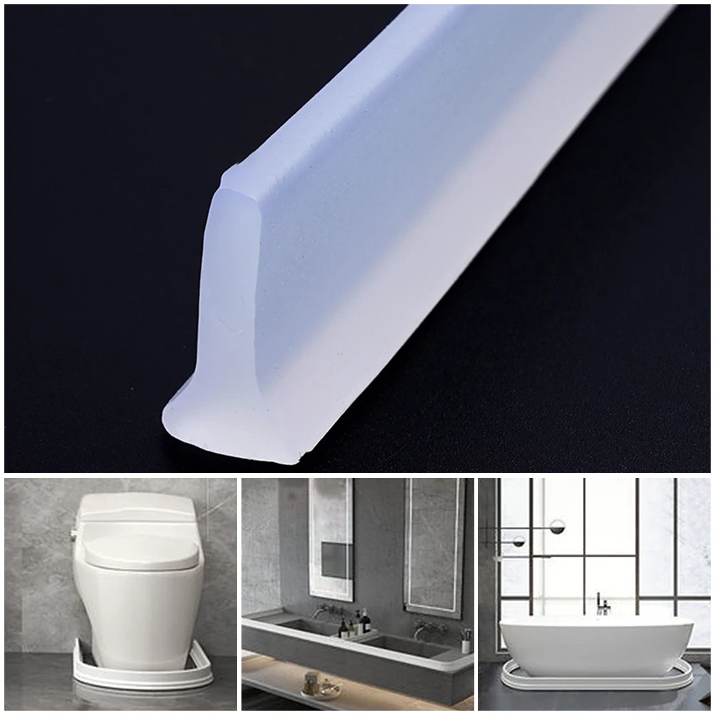 1pc 1-3M Bathroom Water Stopper Silicone Retaining Strip Water Shower Dam Flood Barrier Dry And Wet Separation Blocker shower water stopper shower water barrier water barrier strip