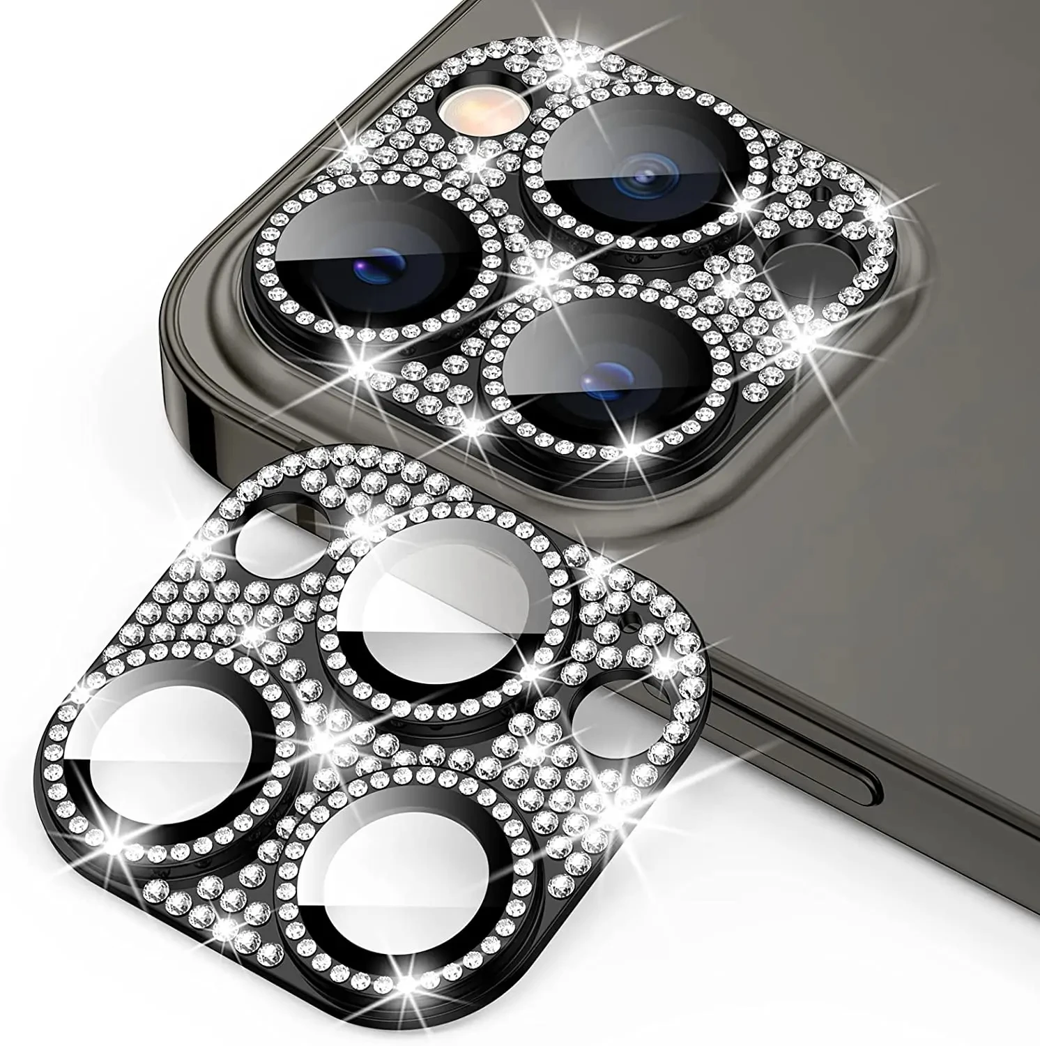 Diamond Metal Camera Lens Protector with Glass Shield