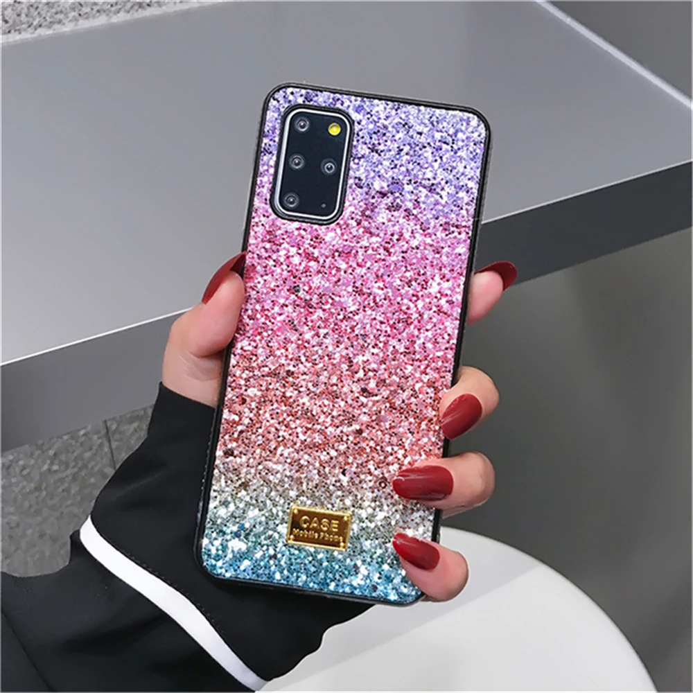 Luxury Shiny Rainbow Glitter Diamond Case For Samsung S22 Ultra S21 Plus S20 S10 Note 20 10 Bling Rhinestone Soft Silico_voghion.com