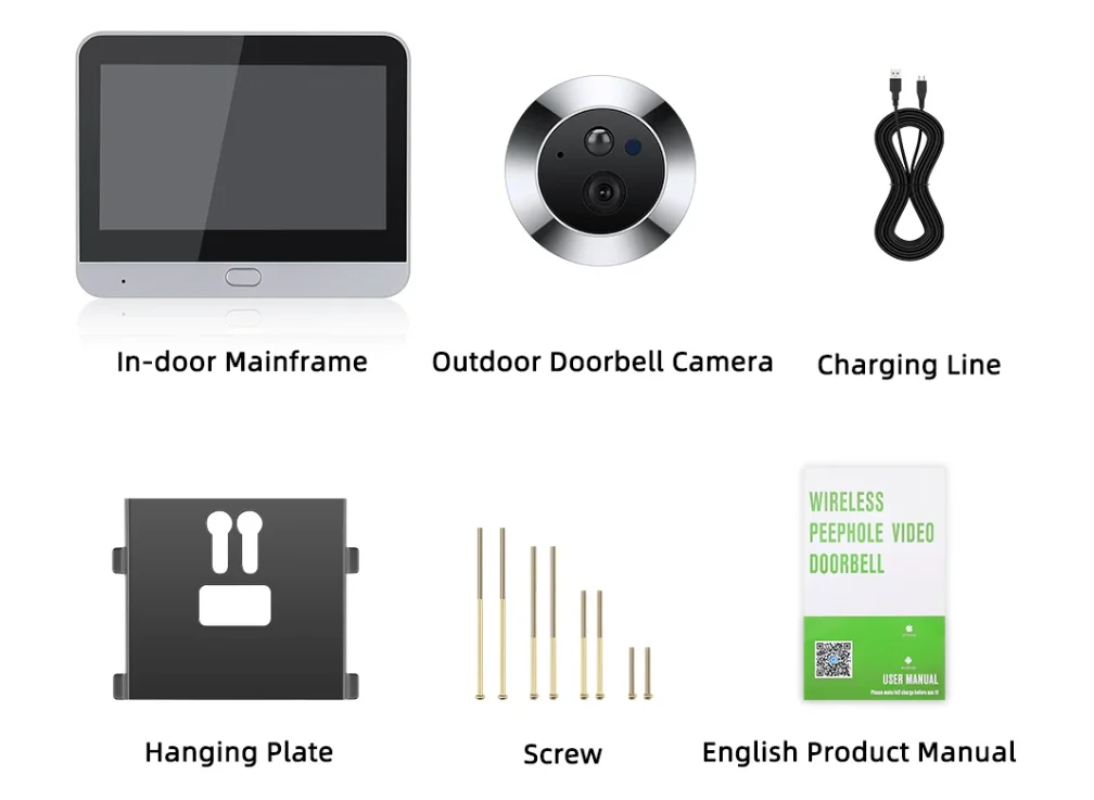 Door Viewer Dp1 Smart Doorbell Battery-Mini Wifi Peephole 1080P