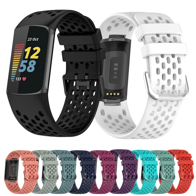 Oddychający pasek silikonowy do Fitbit Charge 5 6 correa sportowa opaska na nadgarstek do Fitbit Charge 6 5 bransoletka do zegarka Correa