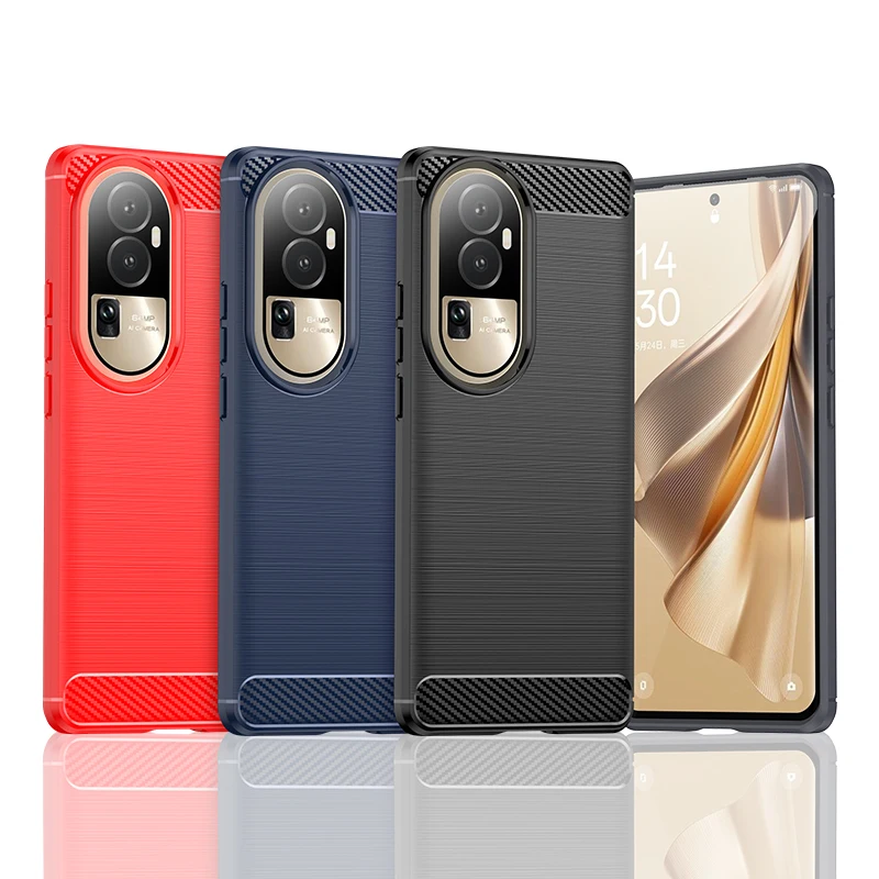 Custodia In Fibra Di Carbonio Per Oppo Reno 10 Pro Plus Cover Reno 10 Pro + Plus Shell Funda Soft Silicone Phone Bumper Per Reno 10 Pro Plus