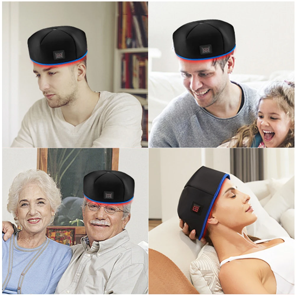 Red Light Hair Growth Cap Hair Growth Helmet Rechargeable Regrowth Beanie Full Scalp Cap for Loss Treatments