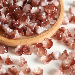 Colorful Lily of The Valley Flower Glass Beads - 30pcs (Milk Tea Brown)
