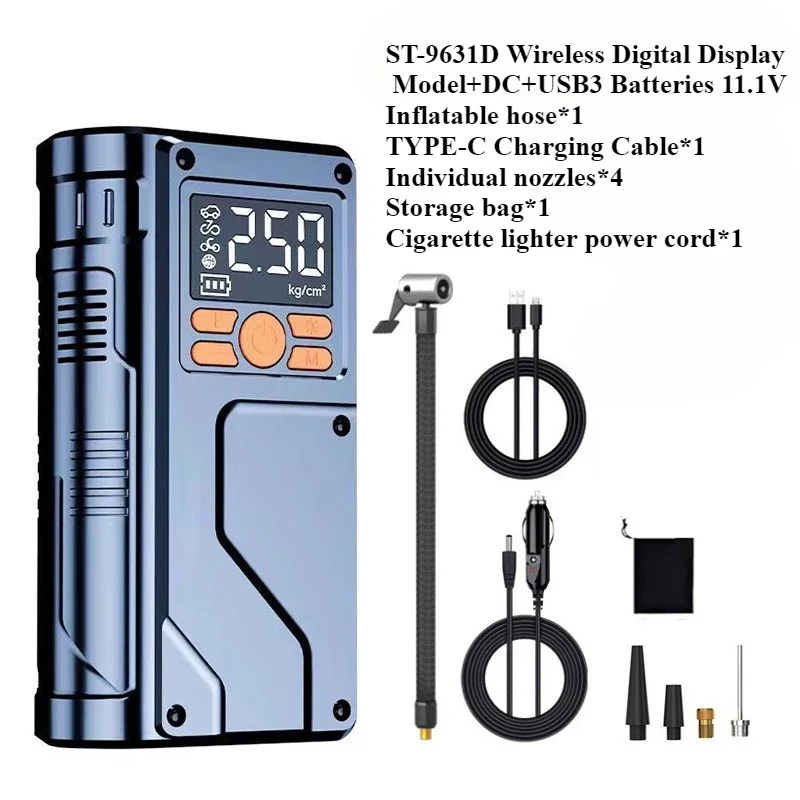 מתחיל רכב עם משאבת אוויר, 5 ב-1 תיבת התחלה פונקציונלית 5000A פיק עם מנפח צמיגים דיגיטלי נייד.