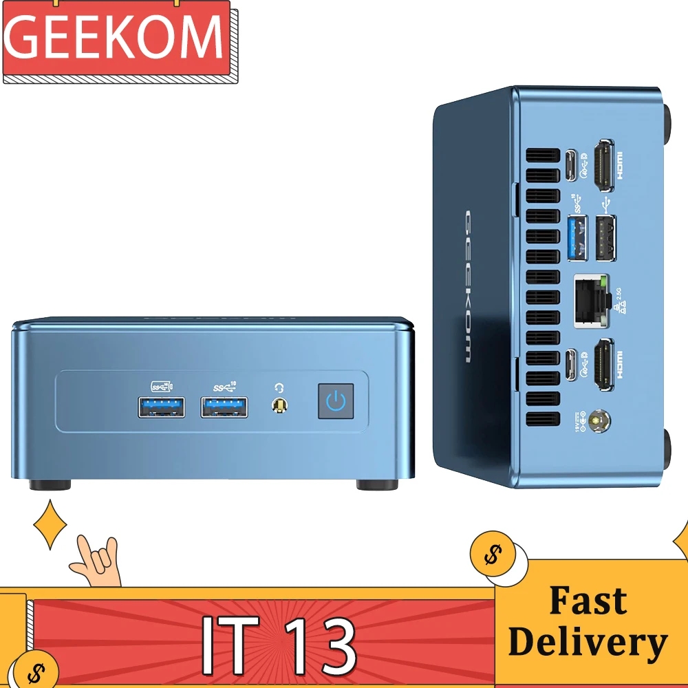 Geekom It 13 Mini Pc Intel I7-13700H 14 Core 20 Thread Fino A 5.0 Ghz 32Gb Ddr4 Ram 1Tb Ssd Wifi 6E Bluetooth 5.2 3 * Usb3.2