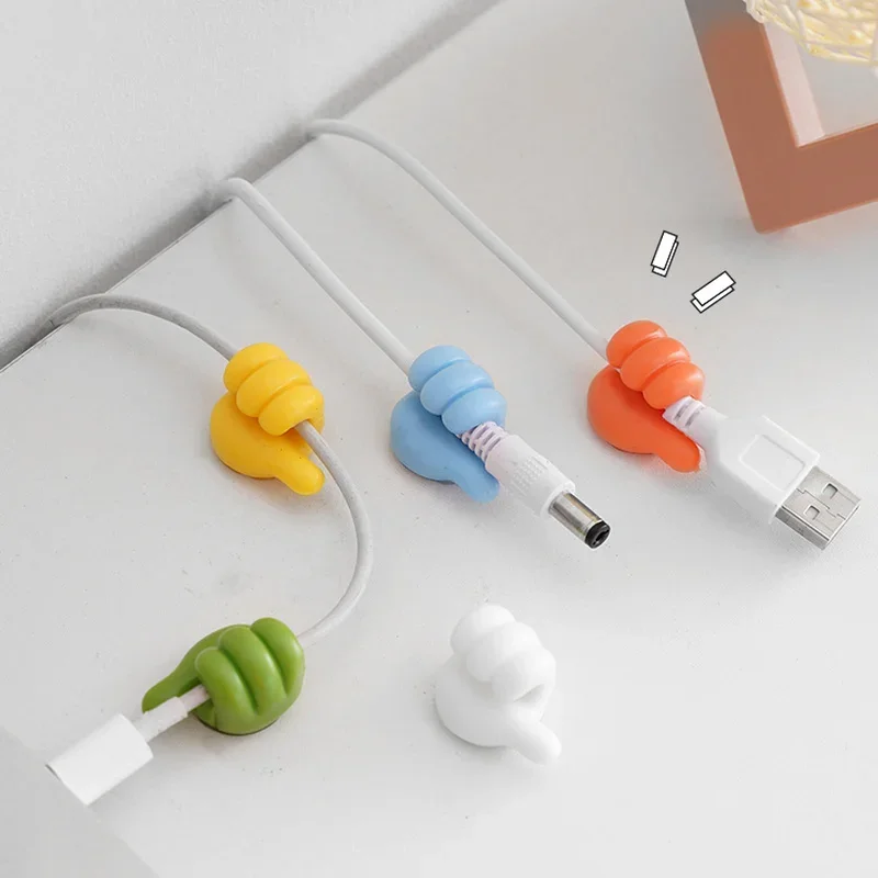 Cable Protector USB Organizer Desk Set Thumb Hook Cable Clip Adhesive Silicone Organizer Cables Support 10pcs