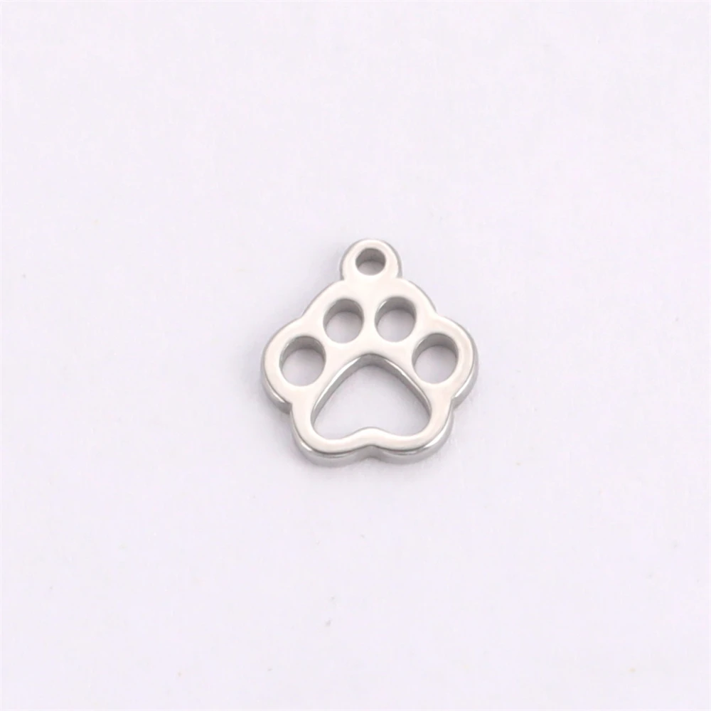 5 stücke Edelstahl DIY Armbänder Ohrringe Charms für Schmuck machen niedlichen Tier Pawprint Anhänger Bulk-Zubehör Großhandel – Detail 11