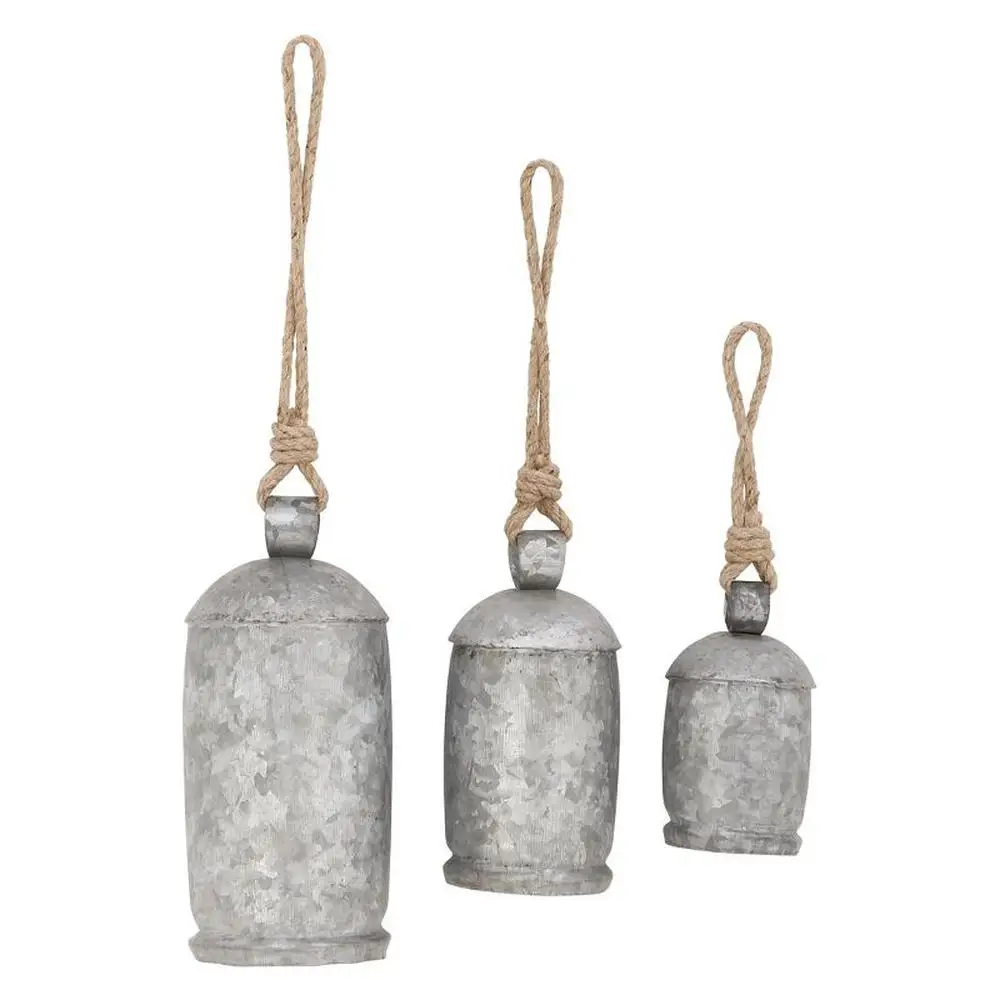 

Iron Wind Chime Brass Set of 3 Rustic Style Bell Decor Home Indoor Use Meditation Bells made Mango Wood and Jute Rope