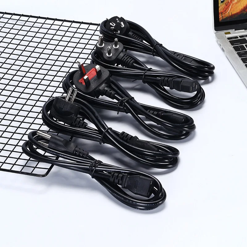 AC85V-265V 10A 1.5M/3M 3PIN EU Cord US UK AU Plug IEC C13 C13 TO C14 Extension Power Adapter Cable For Dell Desktop PC Monitor