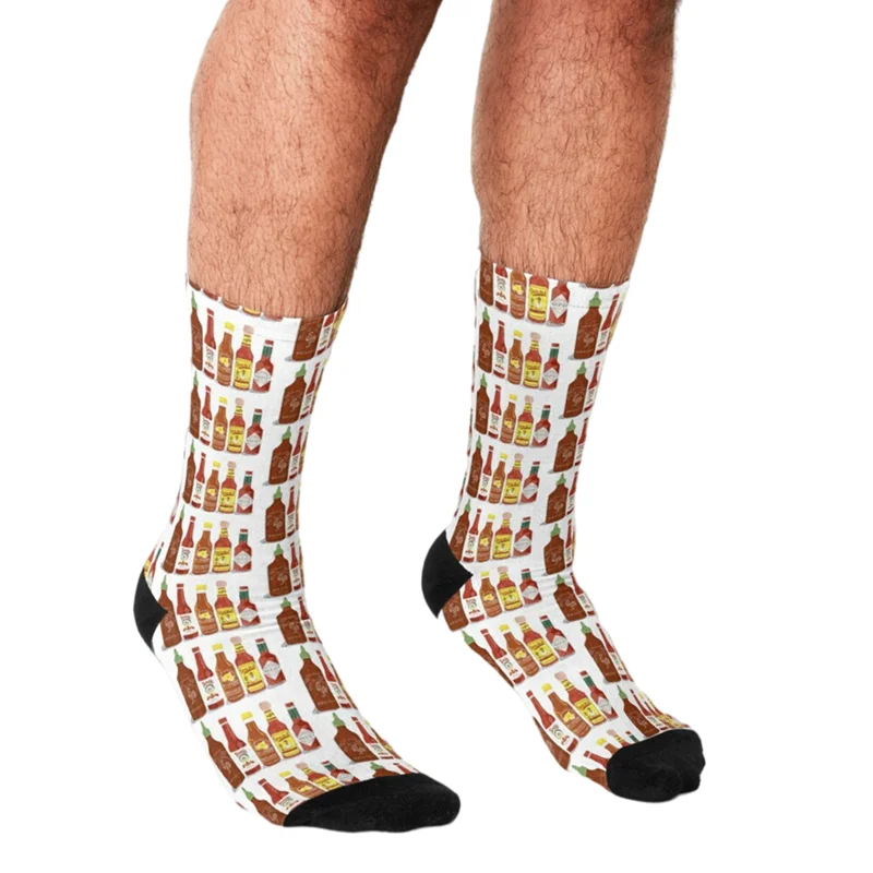 

Men's Funny socks Hot hot hot sauce cartoon Socks harajuku Men Happy hip hop Novelty cute boys Crew Casual Crazy Socks for men
