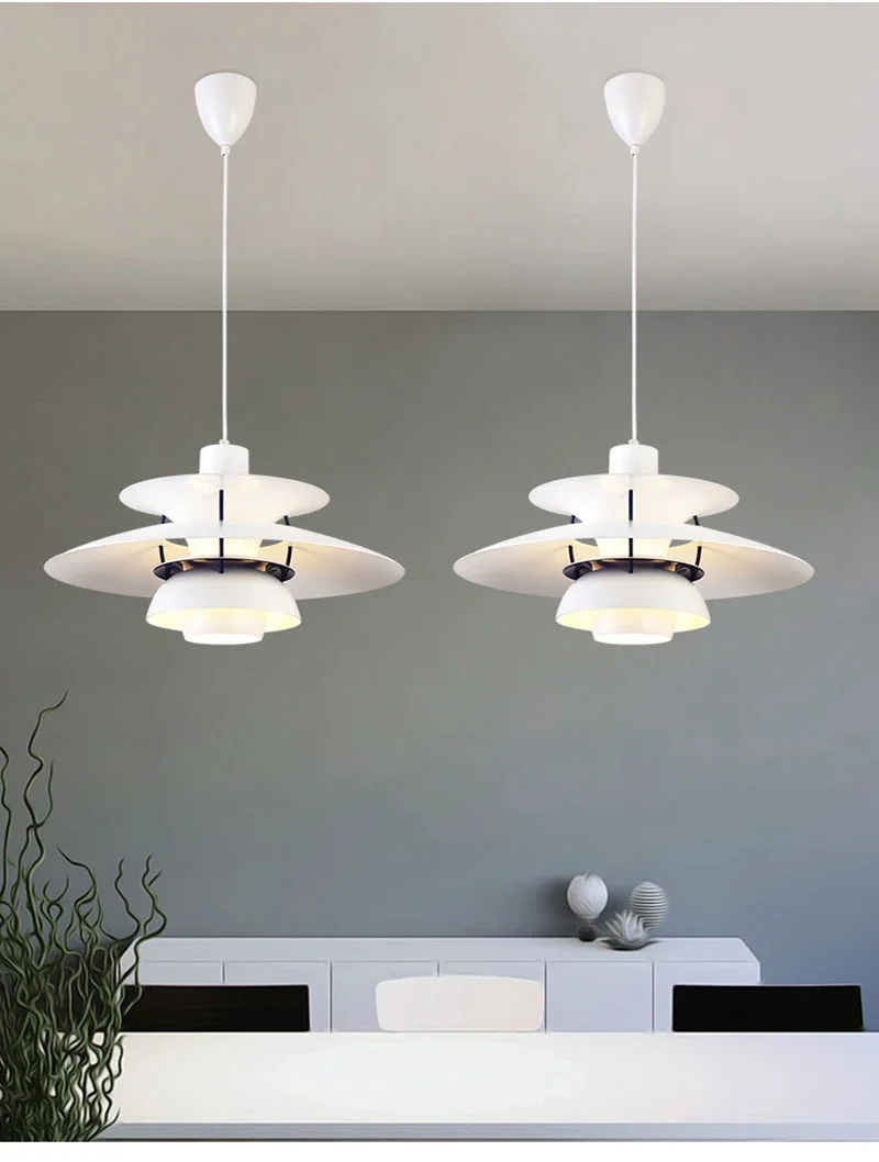 Description Picture 5 of itemNordic Danish designer restaurant chandelier PH5 Ironwork colorful umbrella Cafe Bedroom home decoration single head chandelier