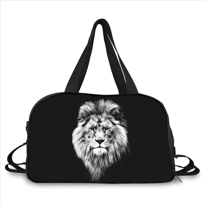 ferocious illustration lion 3D printing fashion trend portable large capacity multi function messenger bag travel bag