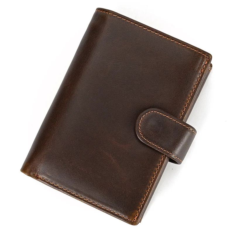 

Male Genuine Leather Wallet Men Business Credit Card Holder Vintage Real Cow Leather Money Bag Coin Purses High Quality cartera
