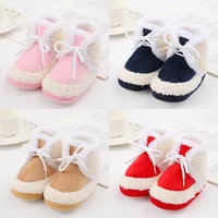 0-18M Baby Padded Cotton Shoes Double Pom Pom Soft Sole Toddler Shoes Baby Solid Color Warm Snow Boots 2