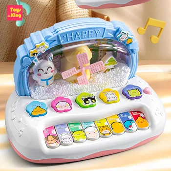 Tasti del pianoforte elettronico Pupazzo di neve Cartone animato Strumento musicale Giocattoli Suoni Luci Gioco educativo per bambini Giocattoli per bambini Regalo di Natale 1