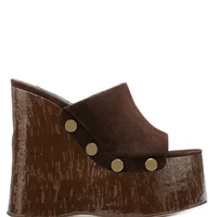 Platform Wedges Wood Grain Women's Sandals High Heels Crude Heel Female Pumps Metal Rivet Peep Toe Ladies Thick Bottom Shoes - Image 5