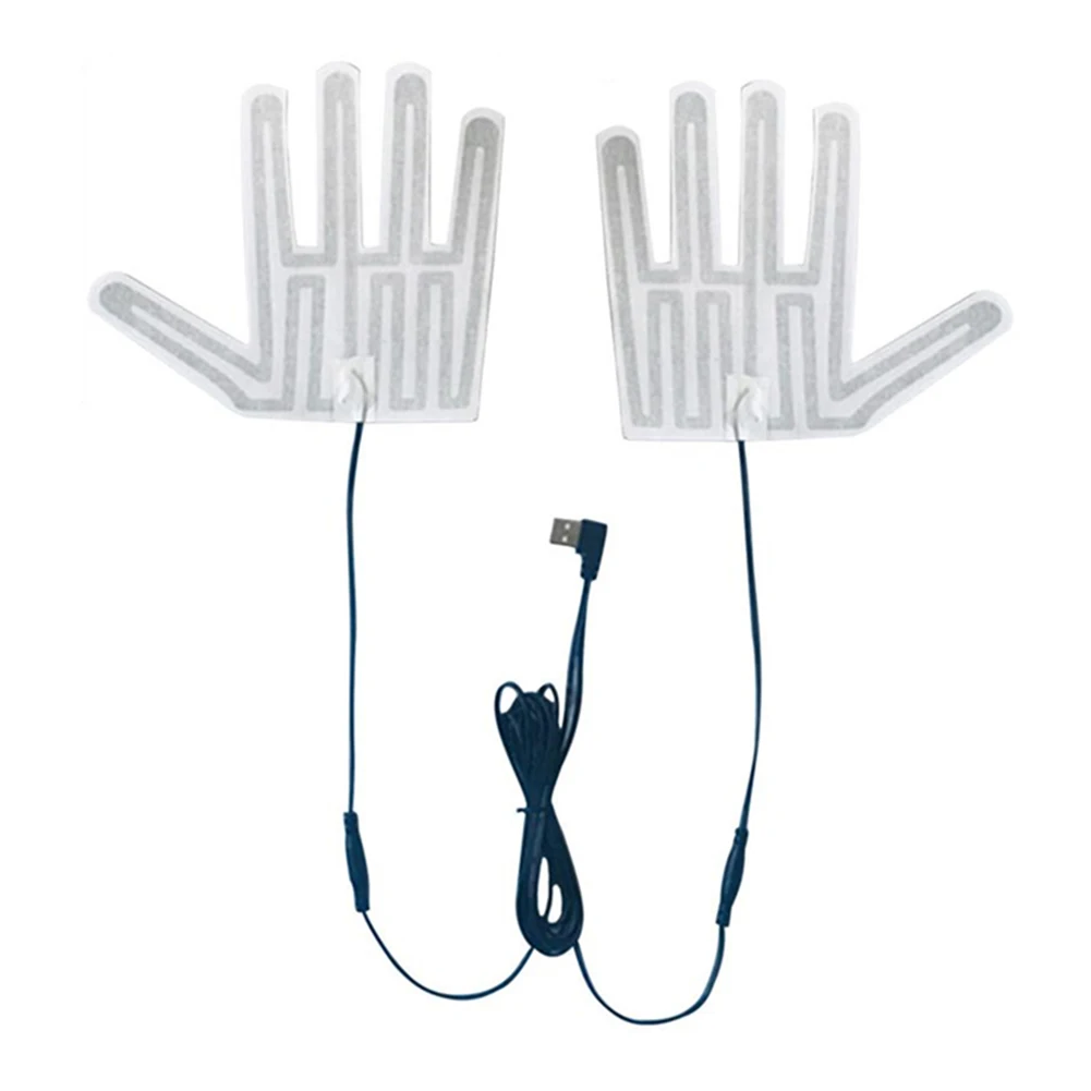 USB 5V Portable Electric Heating Gloves Pads Lightweight Five-Finger Gloves Heating Pad Winter Outdoor Hand Feet Warmer Accessor